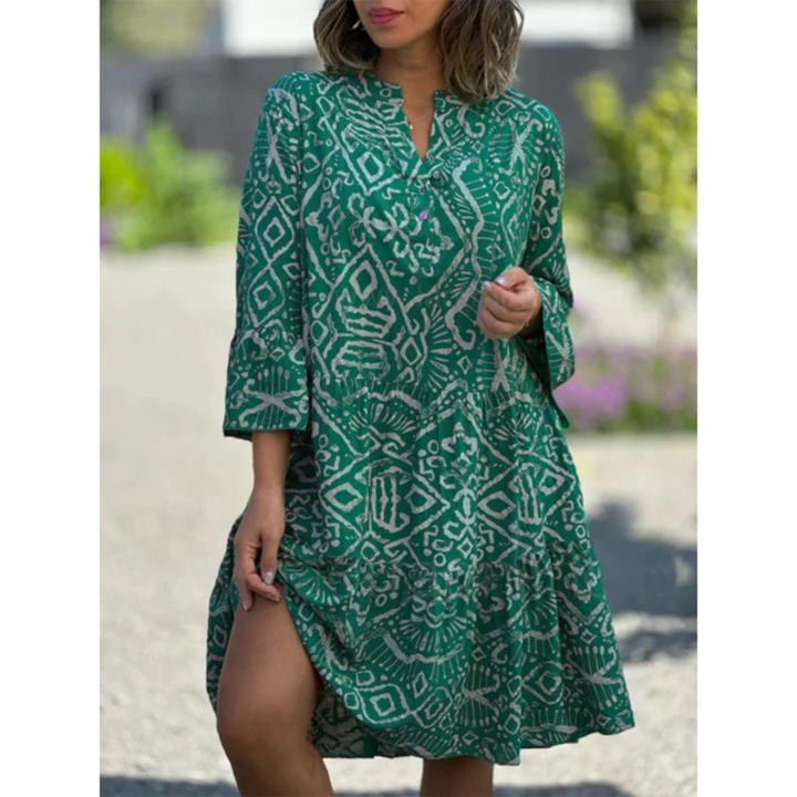 Irina™  | Vestido Suelto Estampado con Cuello en V