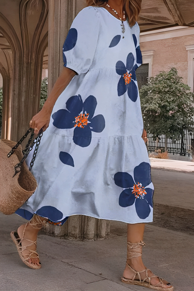 Iris - Vestido con estampado de flores y corte midi